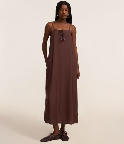 Vestido Largo y Recto en Crepé con Bolsillos 2