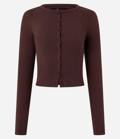 Blusa Cardigan en Rib con Botones Delanteros