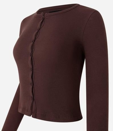 Blusa Cardigan en Rib con Botones Delanteros 2