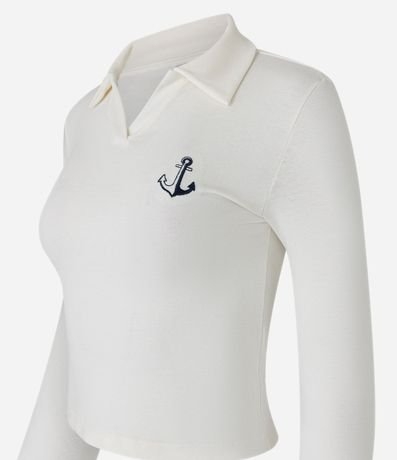 Blusa en Algodón con Cuello Polo y Bordado de Ancora 6