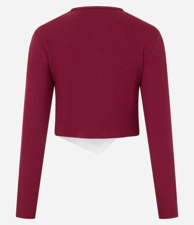 Blusa en Rib con Botones Delanteros y Bajo Asimétrica Sobrepuesta 6