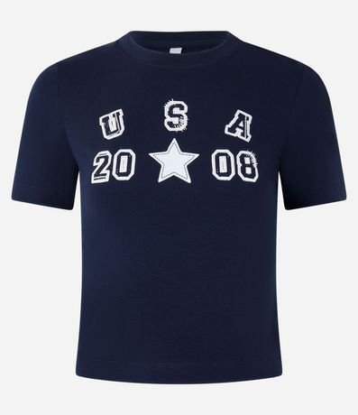 Blusa Baby Look en Algodón con Estampa USA 7