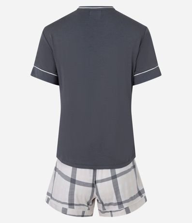 Pijama Short Doll en Viscosa con Pequeño Bolsillo y Short de Cuadros 6