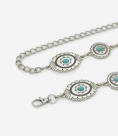 Cinturón Mediano en Mental con Cadena y Placas Decoradas 2