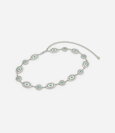 Cinturón Mediano en Mental con Cadena y Placas Decoradas 3