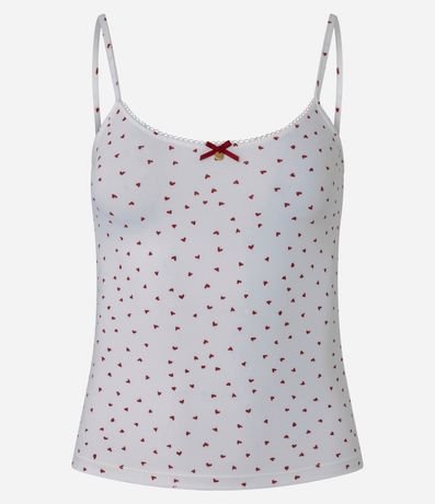 Blusa de Pijama Bretel Fino en Microfibra con Estampa de Mini Corazones 5
