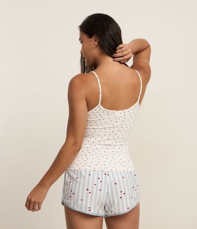 Blusa de Pijama Bretel Fino en Microfibra con Estampa de Mini Corazones 4