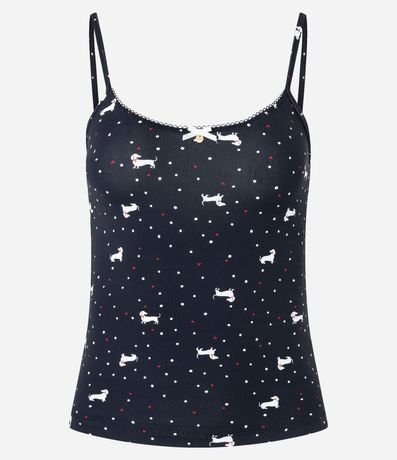 Blusa de Pijama Bretel Fino en Microfibra con Estampa Mini Perritos 5