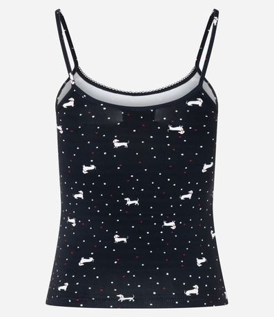 Blusa de Pijama Bretel Fino en Microfibra con Estampa Mini Perritos 7