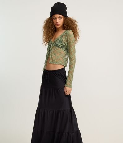 Pollera Evasê en Algodón con Volado en el Bajo 2