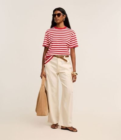 Remera Oversized en Algodón con Rayas Horizontales 2