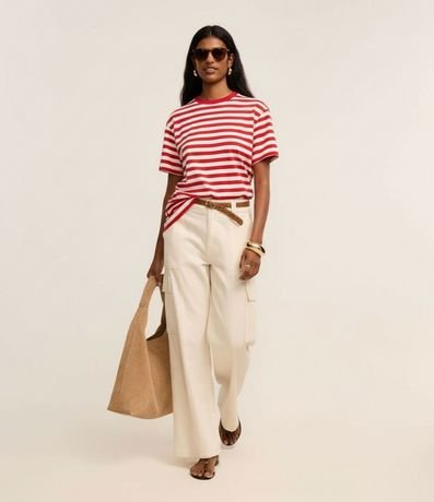 Remera Oversized en Algodón con Rayas Horizontales 5