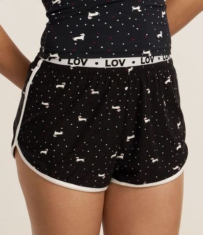 Short de Pijama con Cintura elástica Contrastante y Estampa de Perritos 2