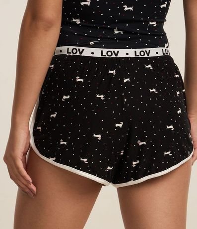 Short de Pijama con Cintura elástica Contrastante y Estampa de Perritos 4