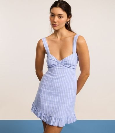 Vestido Corto con Rayas Finas y Escote Corazón 4