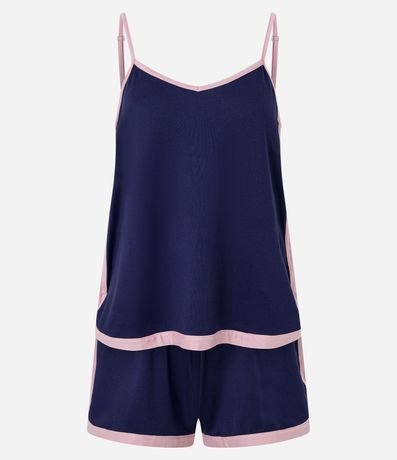 Pijama Short Doll con Bretel Fino y Bieses Contrastes 5