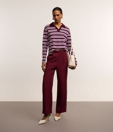 Blusa en Algodón con Rayas y Cuello Polo 2