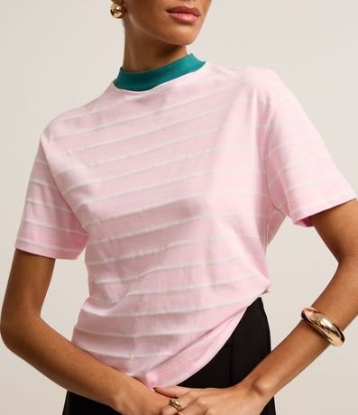 Remera Rayada en Malhão con Cuello Contrastante 4