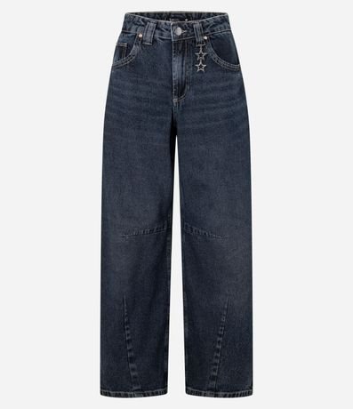 Pantalón Barrel en Jeans con Colgante de Estrella