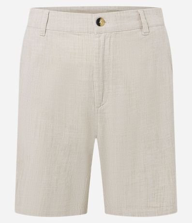 Bermuda Recta en Algodón con Textura