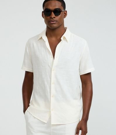 Camisa Regular en Viscosa con Textura de Rombos