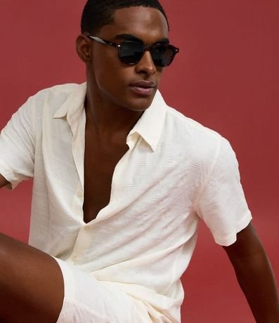 Camisa Regular en Viscosa con Textura de Rombos 3