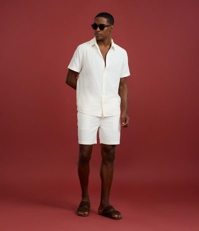 Camisa Regular en Viscosa con Textura de Rombos 5