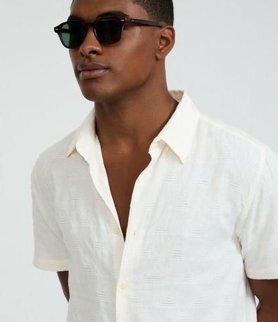 Camisa Regular en Viscosa con Textura de Rombos 6