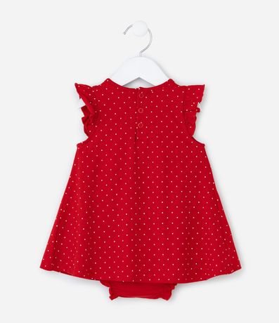 Vestido Body Infantil con Estampa de Lunares y Bordado de Cereza con Caritas - Talle 0 a 18 meses 2