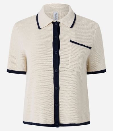 Blusa Comfort en Punto con Cuello Inglés y Detalles Contrastantes 5