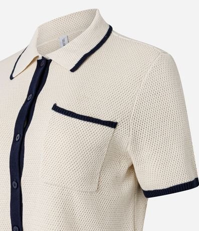 Blusa Comfort en Punto con Cuello Inglés y Detalles Contrastantes 6