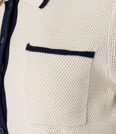 Blusa Comfort en Punto con Cuello Inglés y Detalles Contrastantes 7