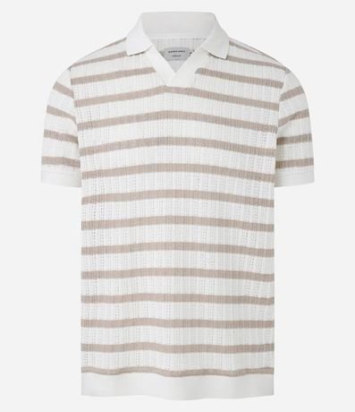 Remera Polo Regular Rayada con Textura Efecto Ganchillo 6