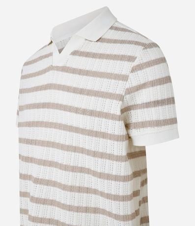 Remera Polo Regular Rayada con Textura Efecto Ganchillo 7