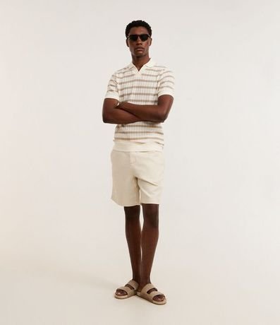 Remera Polo Regular Rayada con Textura Efecto Ganchillo 2