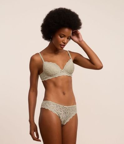 Bombacha Bikini en Encaje Rustico con Lazo