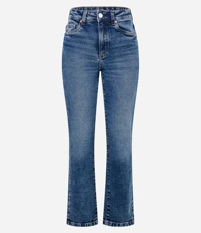 Pantalón Recto Cintura Alta en Jeans Elastizado