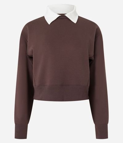 Algodón con Forro en Felpa y Cuello Polo Contrastante 5