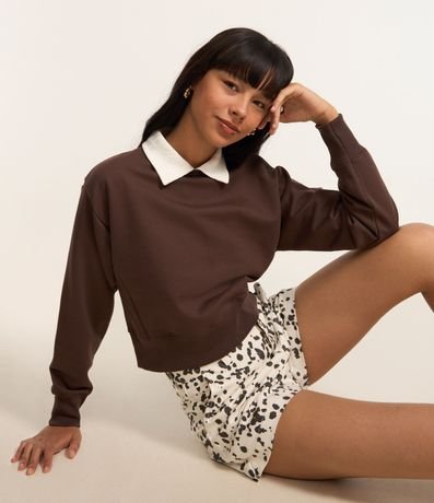 Algodón con Forro en Felpa y Cuello Polo Contrastante