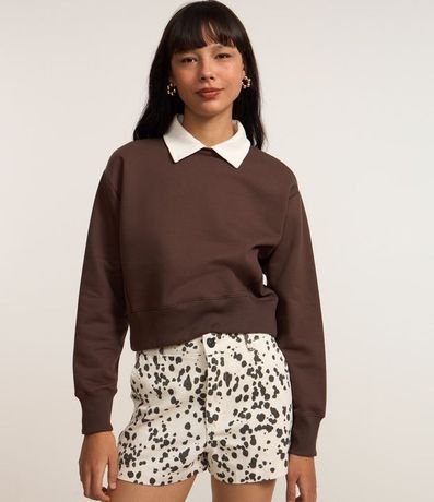 Algodón con Forro en Felpa y Cuello Polo Contrastante 3