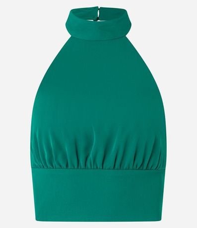 Blusa Cropped en Crepé con Escote Halter 5