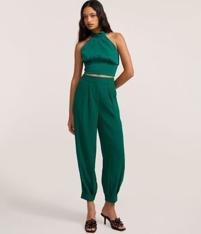 Blusa Cropped en Crepé con Escote Halter 2