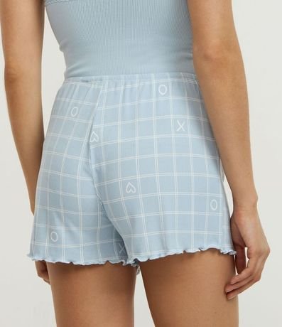 Short de Pijama en Rib con Estampa de Cuadros y Bajo Frufru 3
