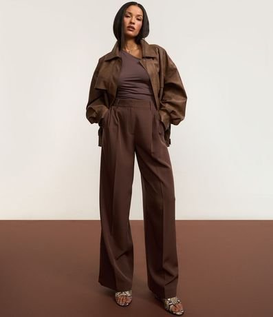 Pantalón Pantalona con Corte Sastre y Pliegues 5