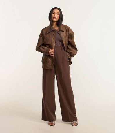 Pantalón Pantalona con Corte Sastre y Pliegues 1