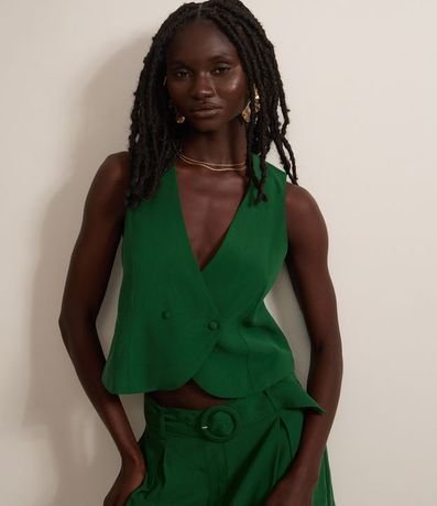 Chaleco Corto Sastre con Lazo en la Espalda y Traspase Delantero