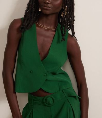 Chaleco Corto Sastre con Lazo en la Espalda y Traspase Delantero 5