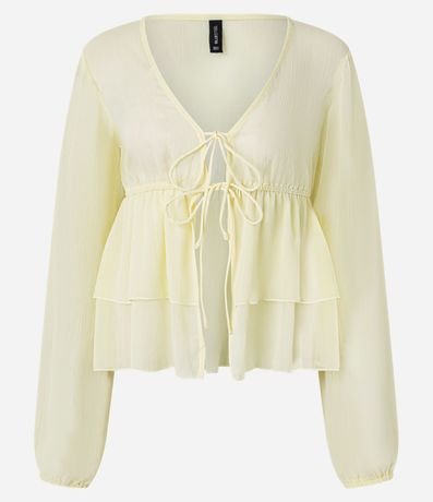 Blusa con Lazo Delantero y Manga Larga Ajustada 4