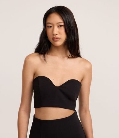 Blusa Super Cropped en Sastrería con Escote Corazón