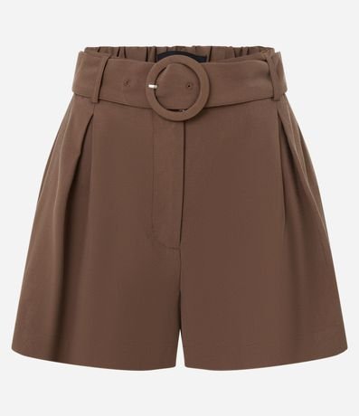 Short Sastre en Viscosa con Cinturón de Hebilla Aro 7